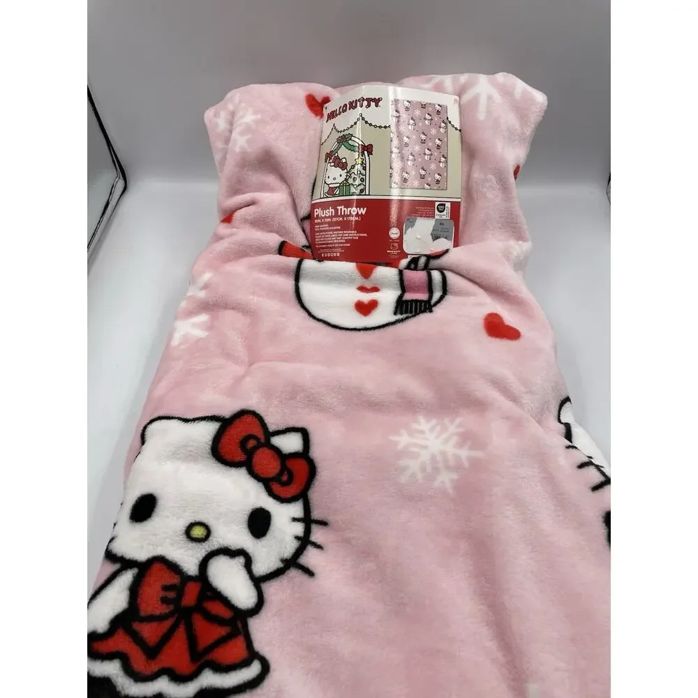 New Hello Kitty Christmas Snowman & Santa Pink Plush 50